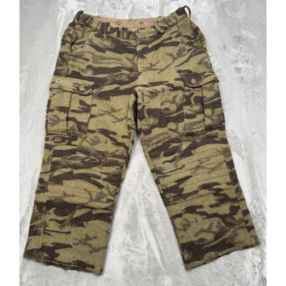 Vintage Columbia Gallatin Range Pants Mens 38x26 Camo Heavy Wool Hunting 90s Y2K